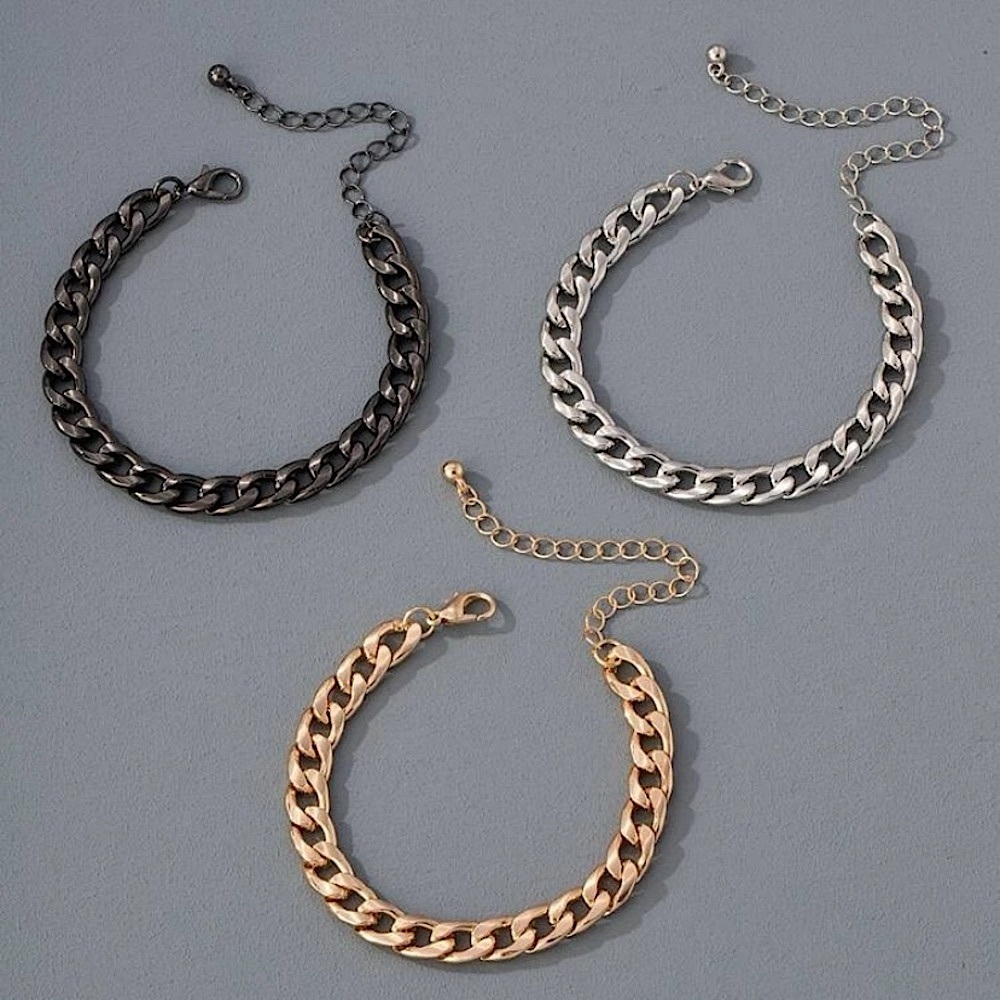 Cuban Link Chain Bracelet - 3 pieces - Picture 3 of 4